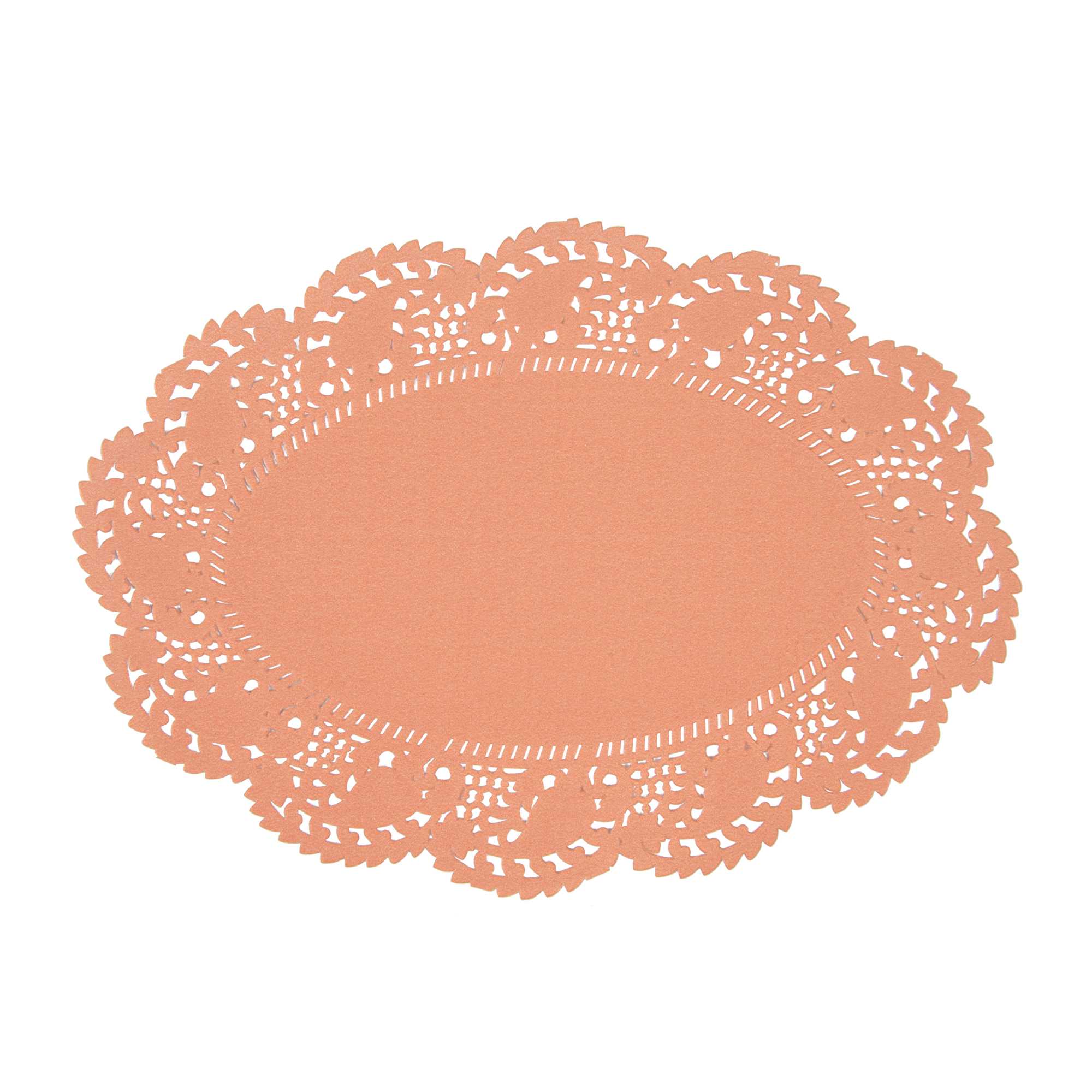 Pastry Tek Oval Coral Paper Doilies - Lace - 9" x 6 1/2" - 4000 count box