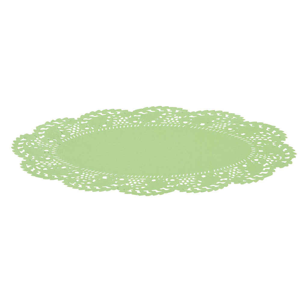 Pastry Tek Oval Green Paper Doilies - Lace - 9" x 6 1/2" - 4000 count box
