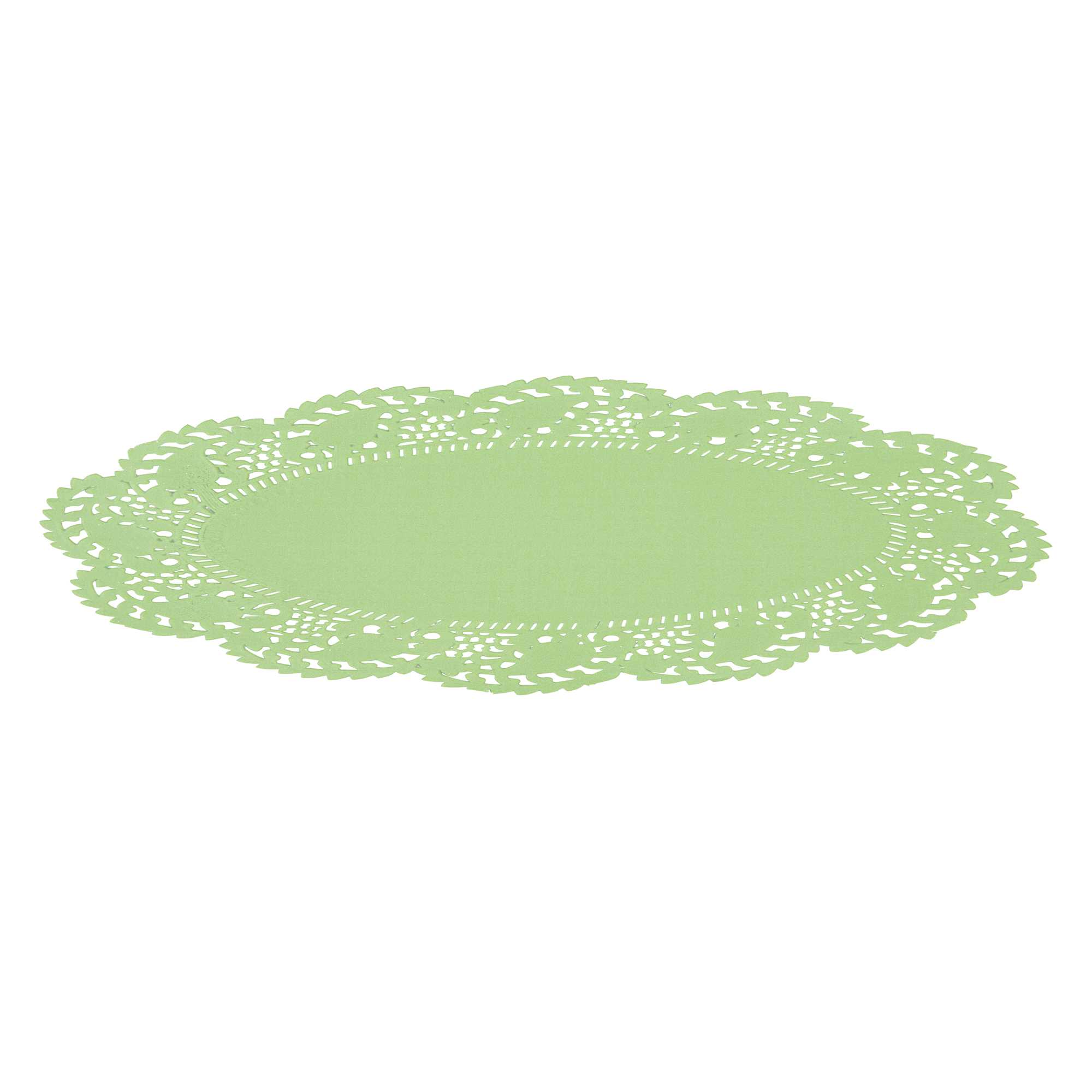 Pastry Tek Oval Green Paper Doilies - Lace - 9" x 6 1/2" - 100 count box
