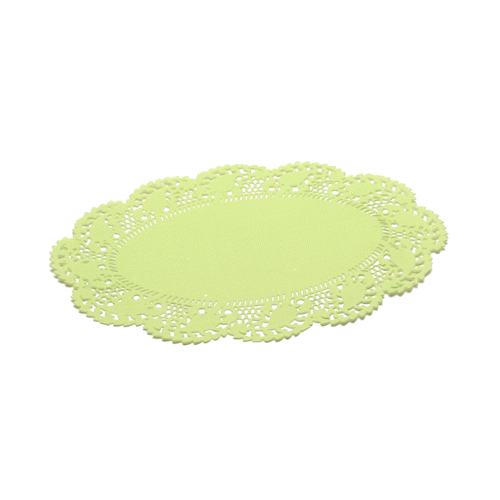 Pastry Tek Oval Green Paper Doilies - Lace - 9" x 6 1/2" - 4000 count box