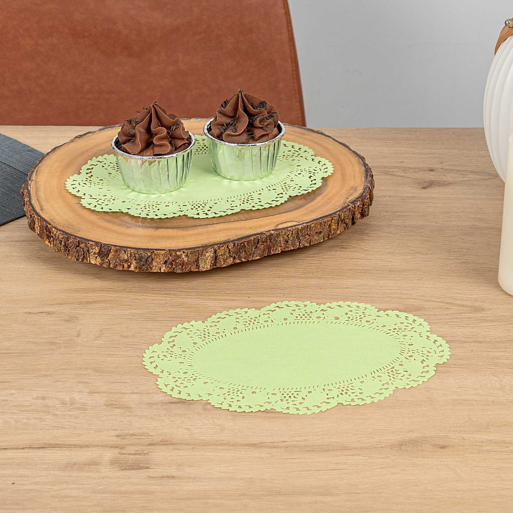 Pastry Tek Oval Green Paper Doilies - Lace - 9" x 6 1/2" - 4000 count box