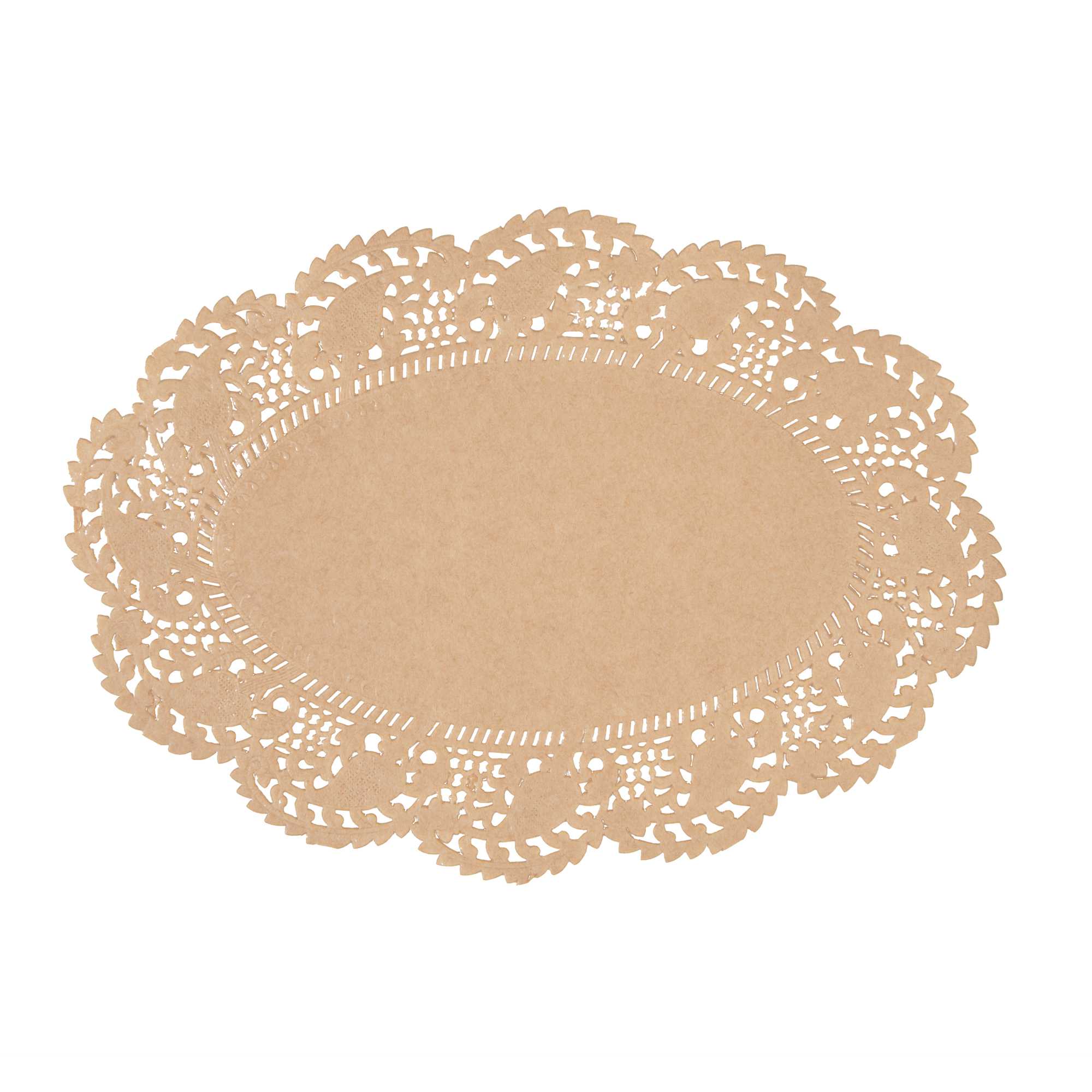 Pastry Tek Oval Kraft Paper Doilies - Lace - 9" x 6 1/2" - 4000 count box