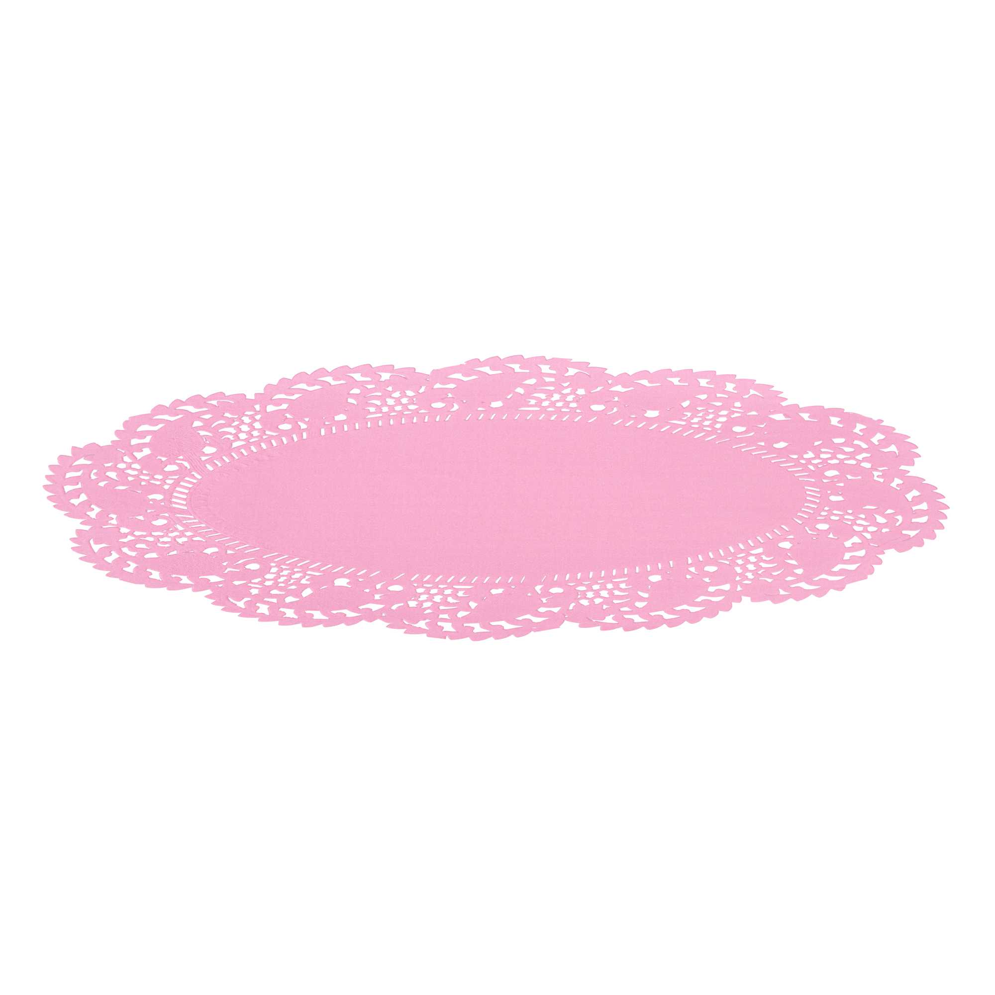 Pastry Tek Oval Pink Paper Doilies - Lace - 9" x 6 1/2" - 4000 count box