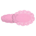 Pastry Tek Oval Pink Paper Doilies - Lace - 9" x 6 1/2" - 4000 count box