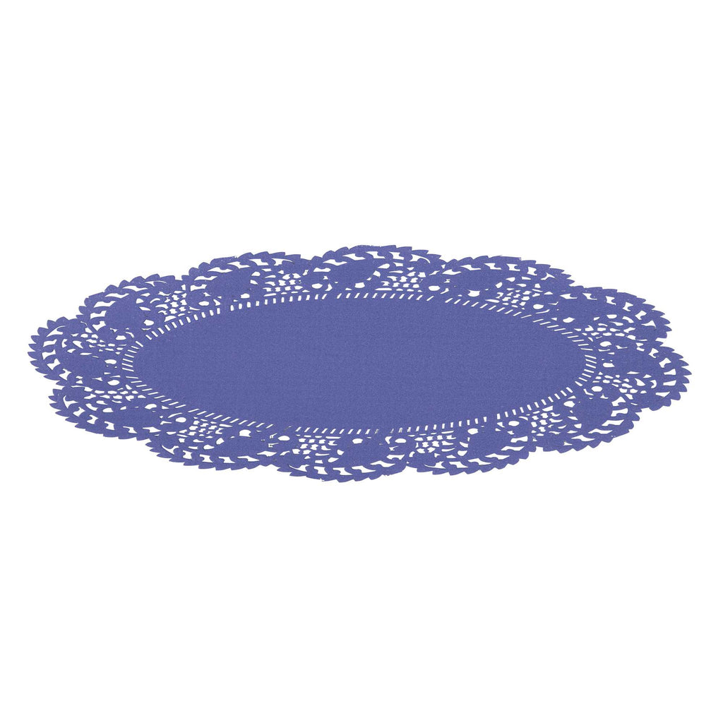 Pastry Tek Oval Purple Paper Doilies - Lace - 9" x 6 1/2" - 4000 count box