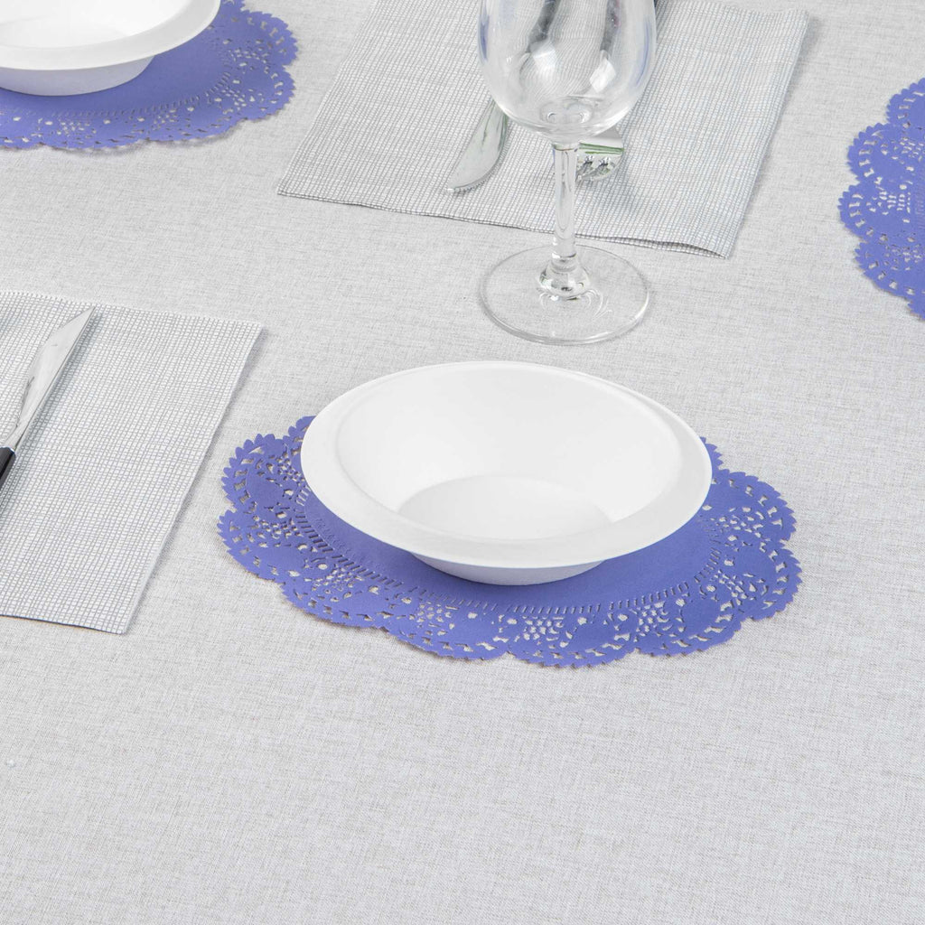 Pastry Tek Oval Purple Paper Doilies - Lace - 9" x 6 1/2" - 100 count box