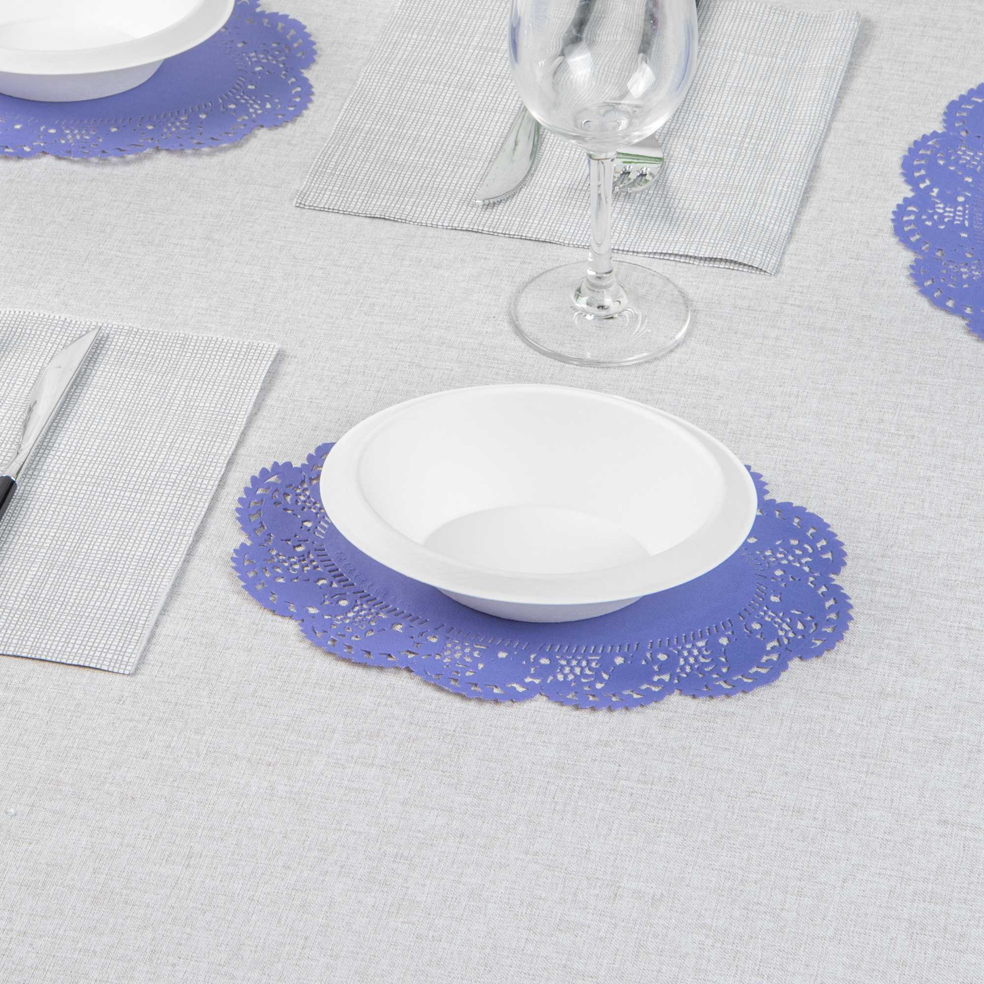 Pastry Tek Oval Purple Paper Doilies - Lace - 9" x 6 1/2" - 100 count box