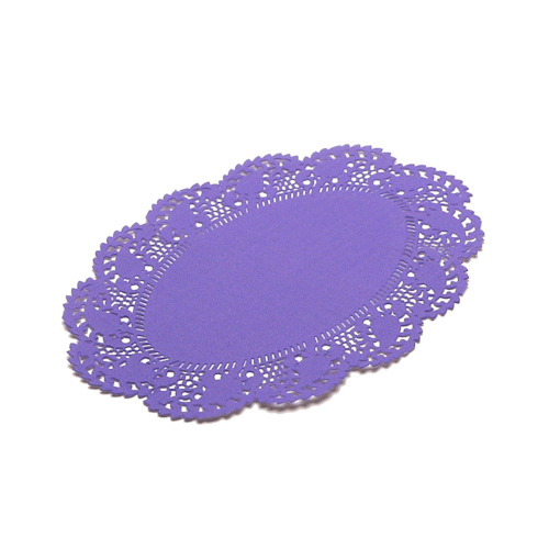 Pastry Tek Oval Purple Paper Doilies - Lace - 9" x 6 1/2" - 4000 count box