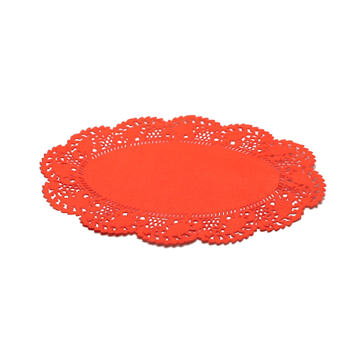 Pastry Tek Oval Red Paper Doilies - Lace - 9" x 6 1/2" - 4000 count box