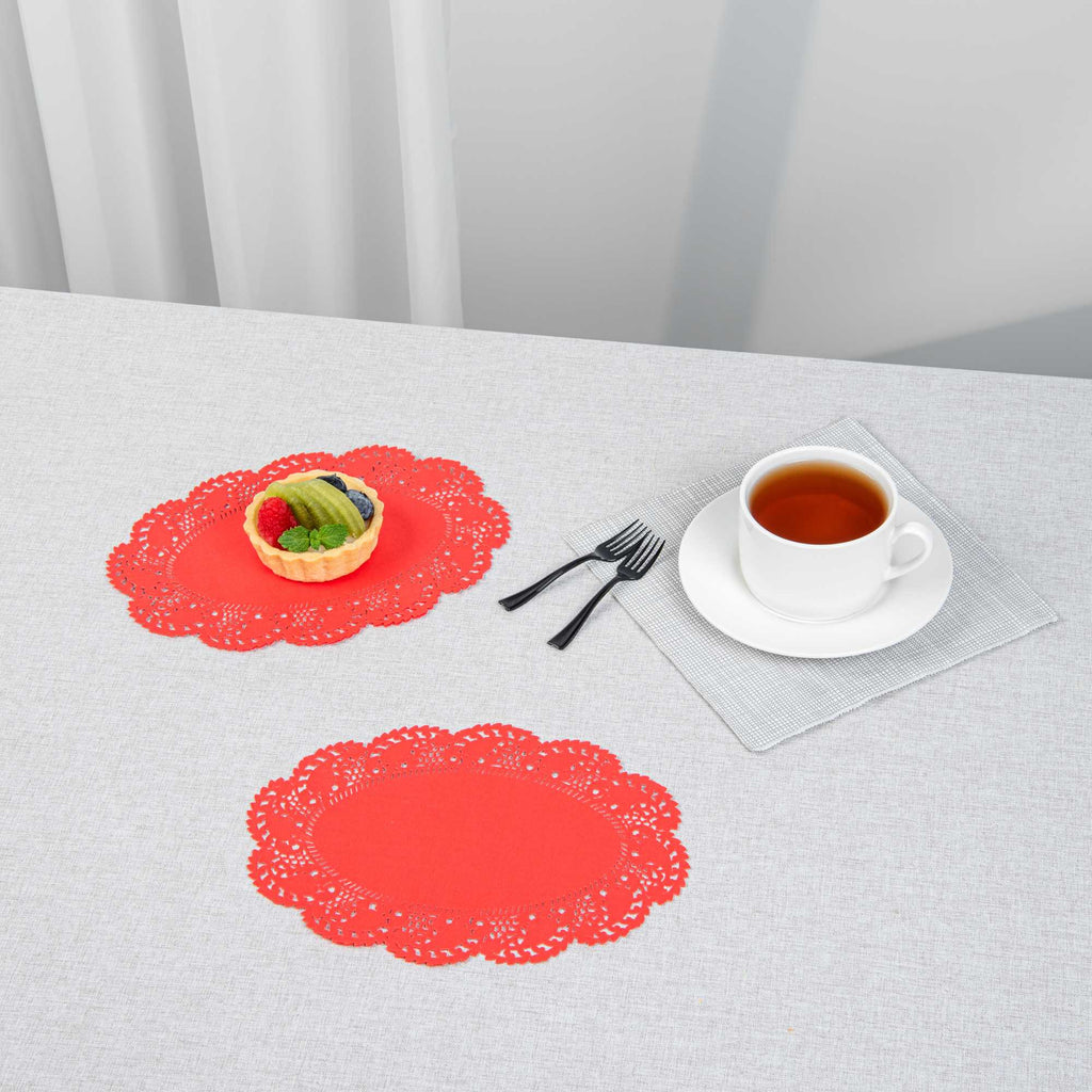 Pastry Tek Oval Red Paper Doilies - Lace - 9" x 6 1/2" - 4000 count box