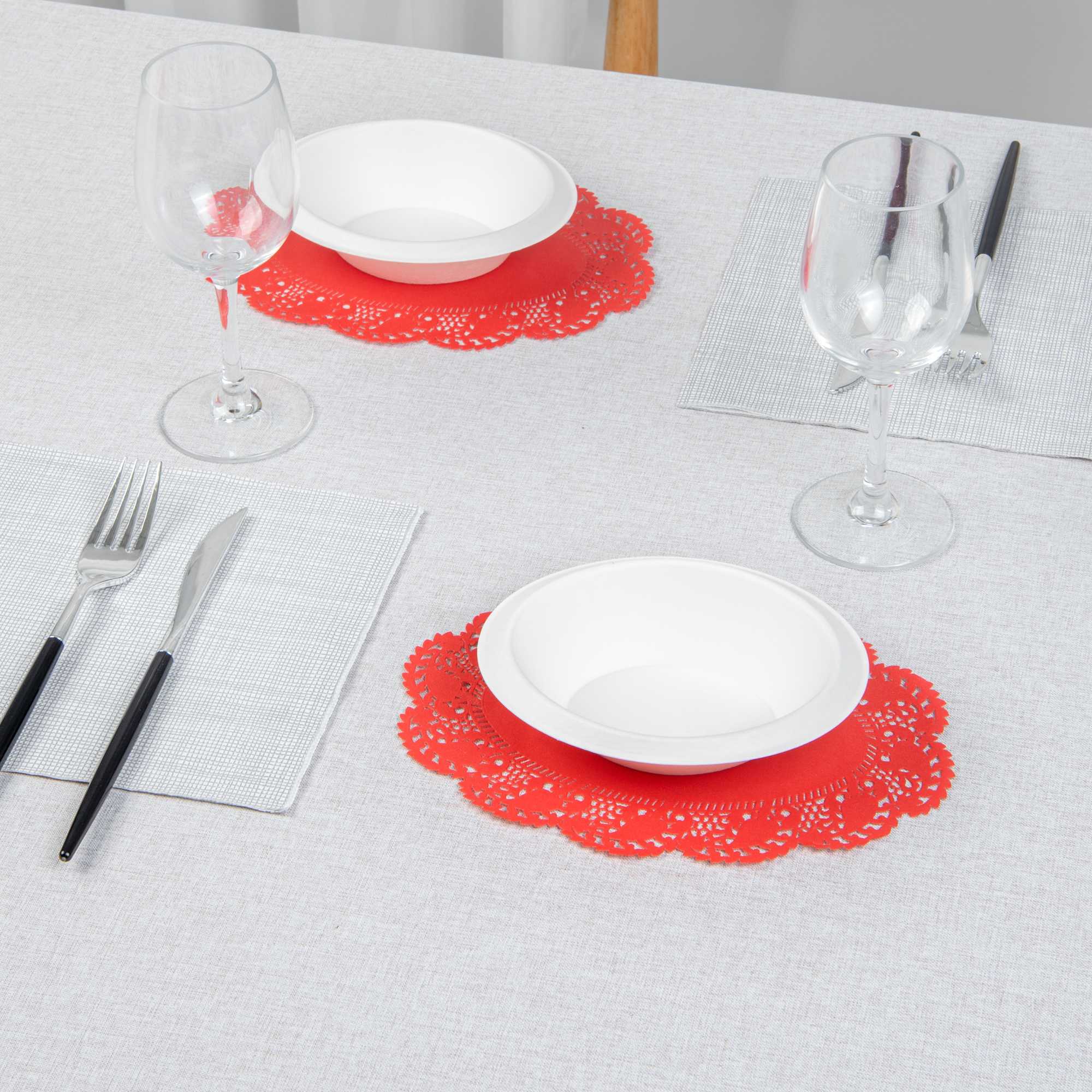 Pastry Tek Oval Red Paper Doilies - Lace - 9" x 6 1/2" - 4000 count box