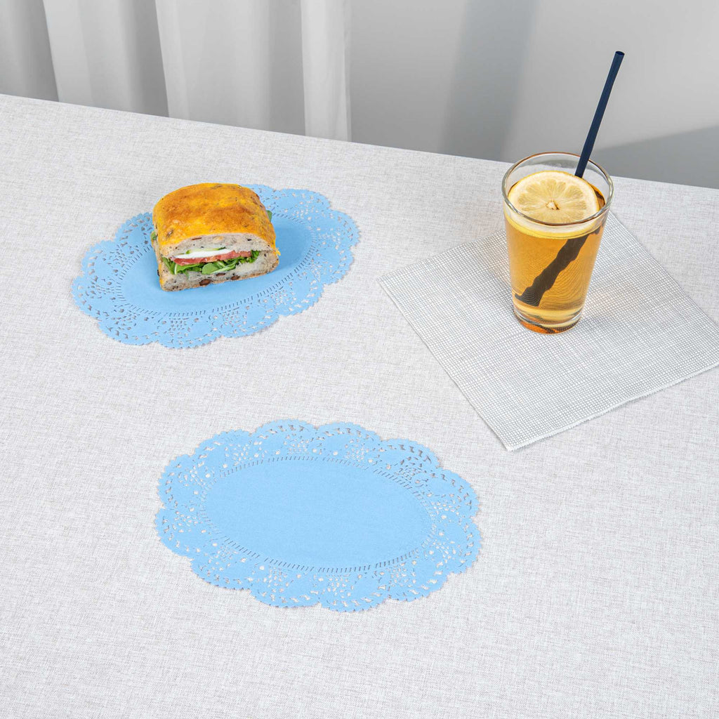Pastry Tek Oval Sky Blue Paper Doilies - Lace - 9" x 6 1/2" - 4000 count box