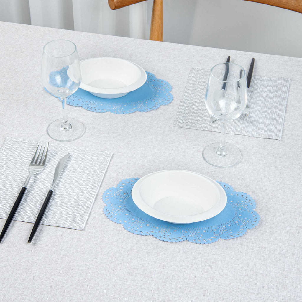 Pastry Tek Oval Sky Blue Paper Doilies - Lace - 9" x 6 1/2" - 4000 count box