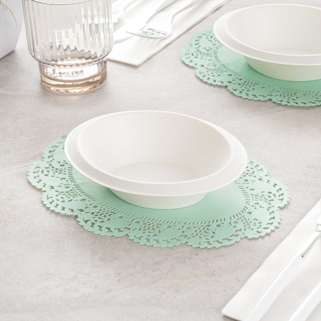 Pastry Tek Oval Teal Paper Doilies - Lace - 9" x 6 1/2" - 4000 count box