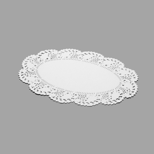 Pastry Tek Oval White Paper Doilies - Lace - 9" x 6 1/2" - 100 count box