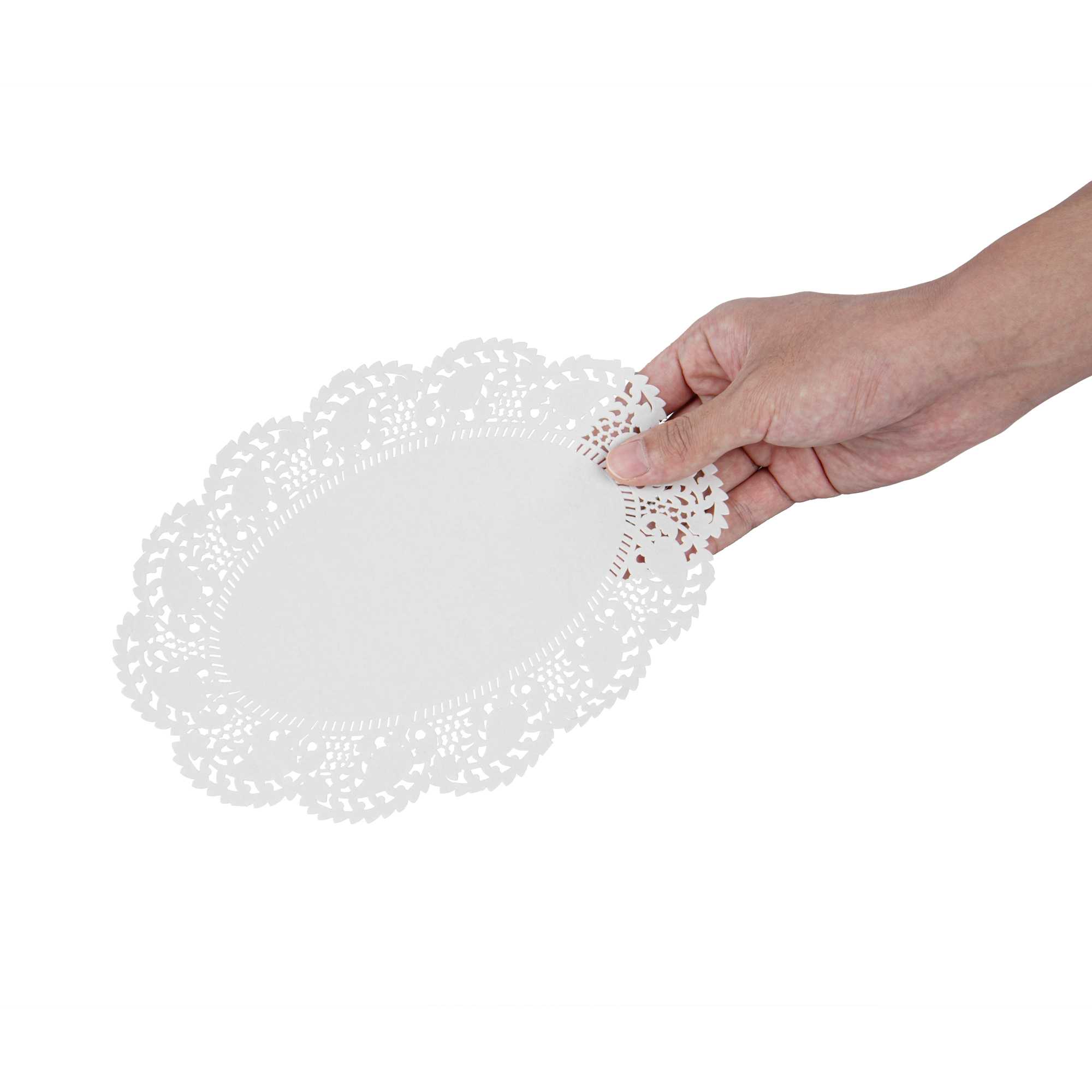 Pastry Tek Oval White Paper Doilies - Lace - 9" x 6 1/2" - 4000 count box