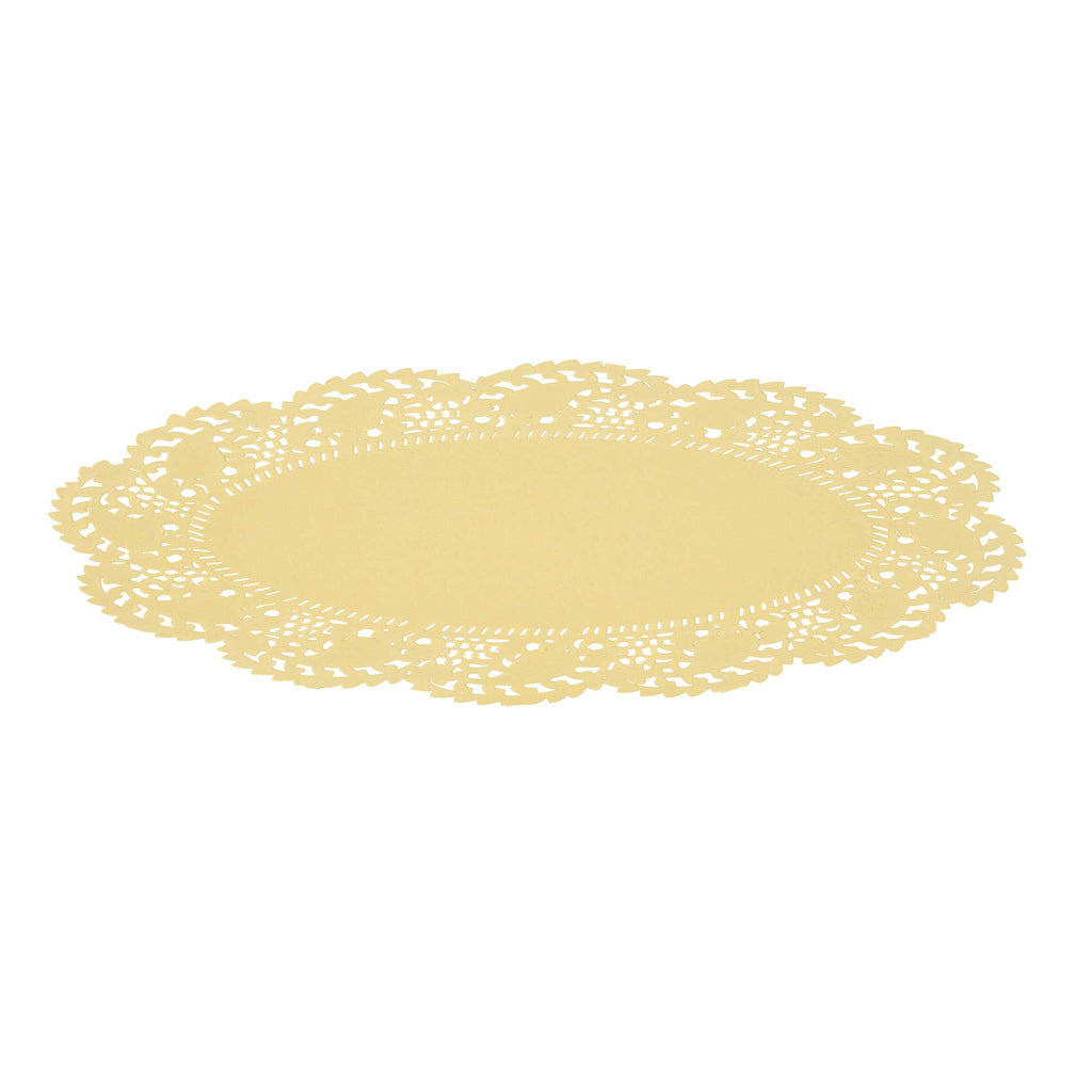 Pastry Tek Oval Yellow Paper Doilies - Lace - 9" x 6 1/2" - 4000 count box