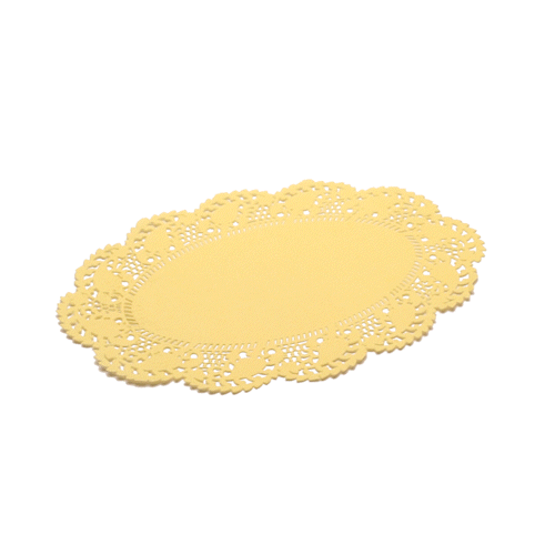 Pastry Tek Oval Yellow Paper Doilies - Lace - 9" x 6 1/2" - 4000 count box