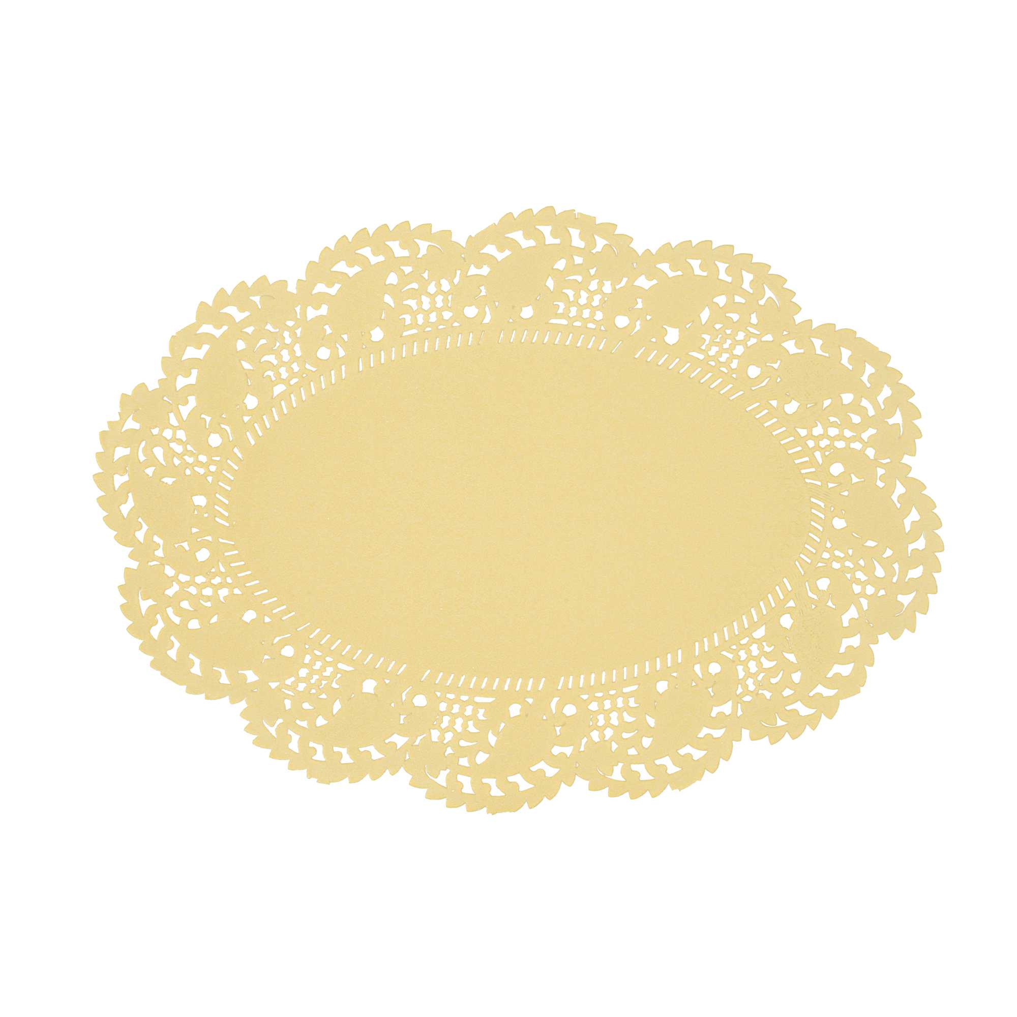 Pastry Tek Oval Yellow Paper Doilies - Lace - 9" x 6 1/2" - 4000 count box