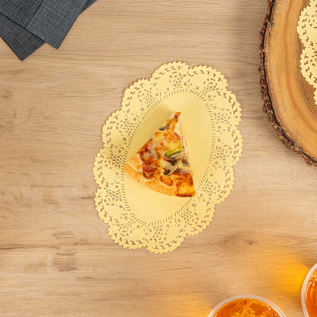 Pastry Tek Oval Yellow Paper Doilies - Lace - 9" x 6 1/2" - 4000 count box