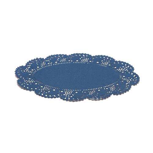 Pastry Tek Oval Navy Blue Paper Doilies - Lace - 10 1/2" x 6 1/2" - 4000 count box