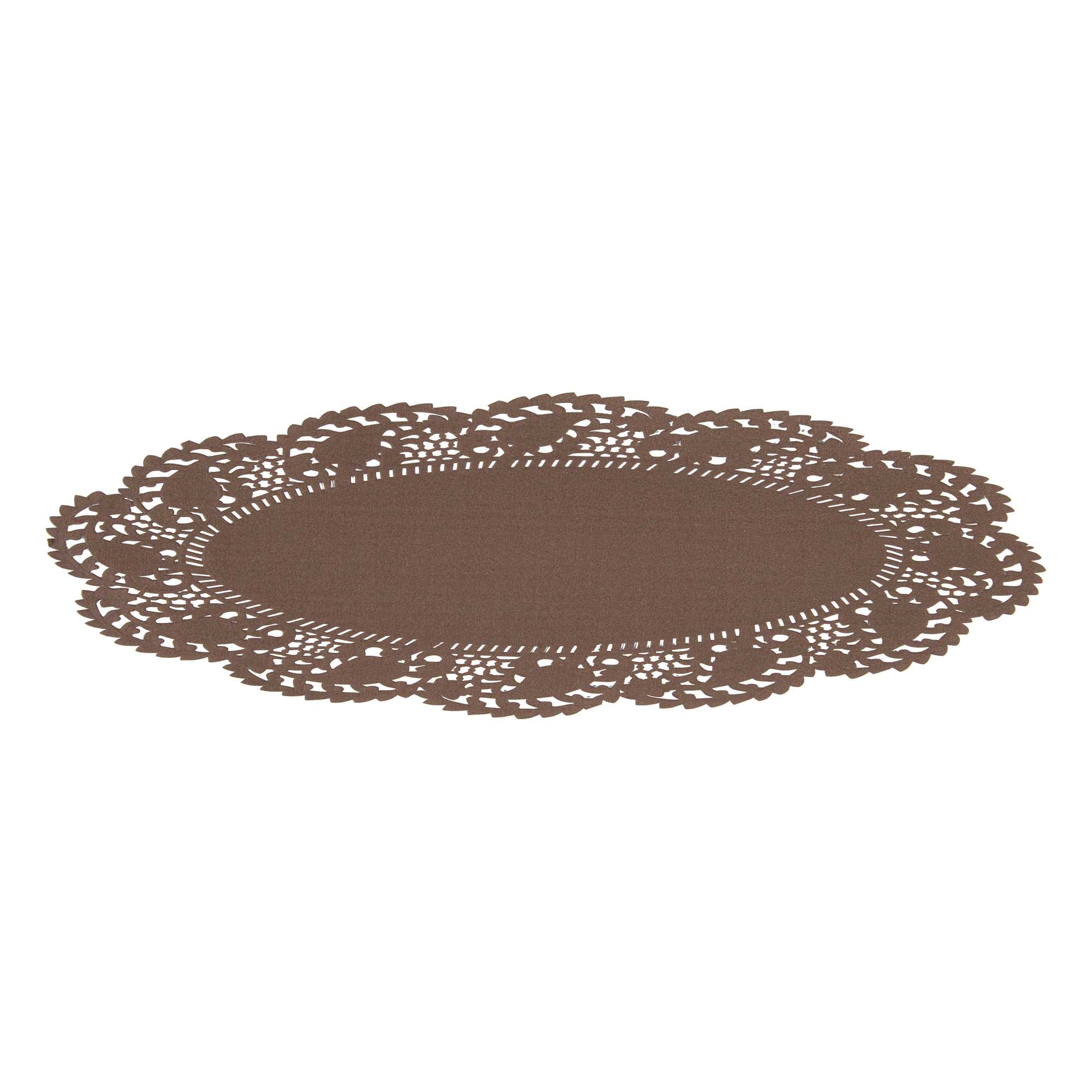 Pastry Tek Oval Brown Paper Doilies - Lace - 10 1/2" x 6 1/2" - 100 count box