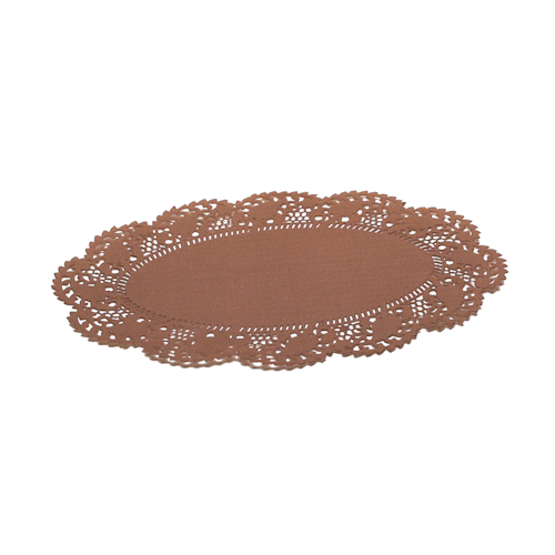 Pastry Tek Oval Brown Paper Doilies - Lace - 10 1/2" x 6 1/2" - 4000 count box