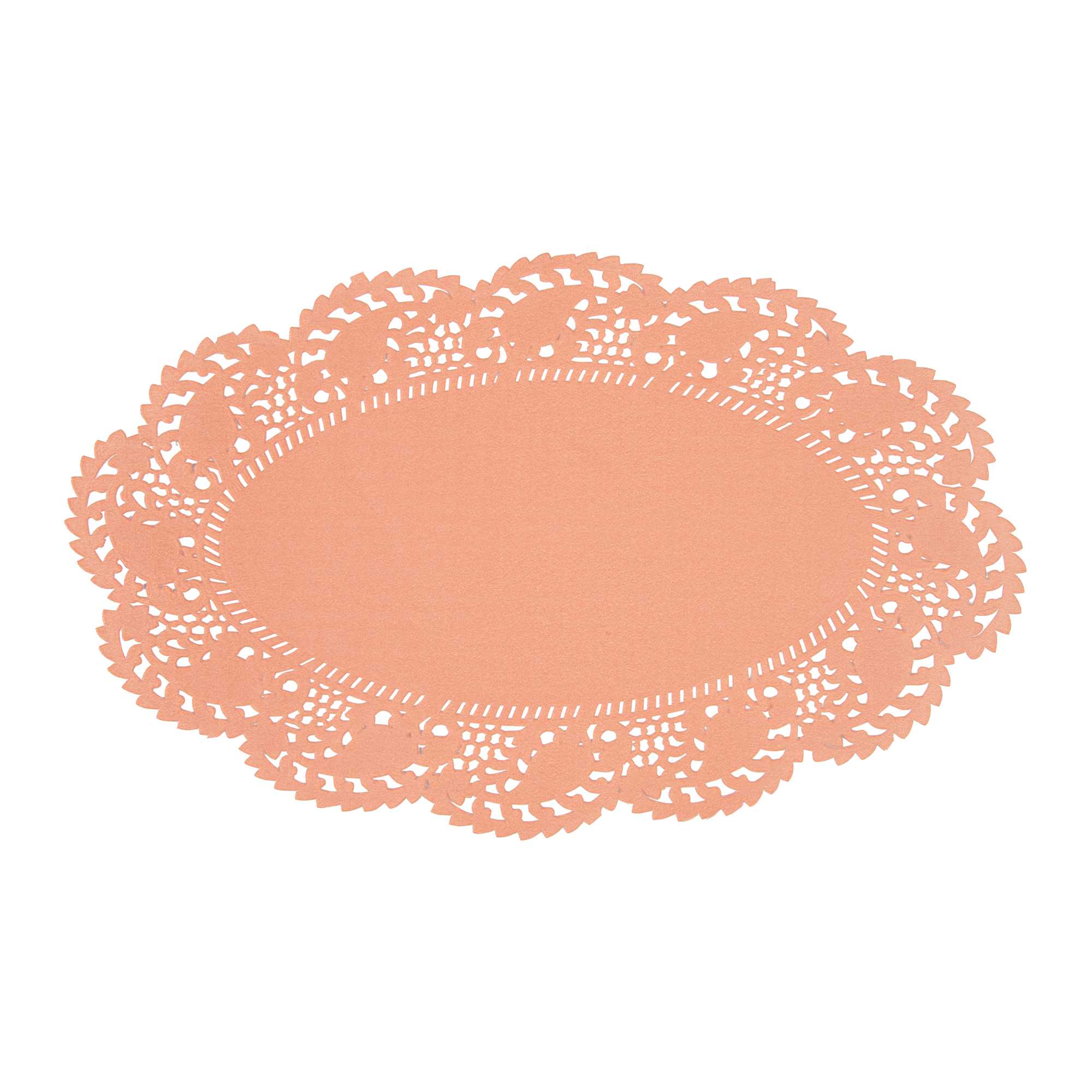 Pastry Tek Oval Coral Paper Doilies - Lace - 10 1/2" x 6 1/2" - 100 count box