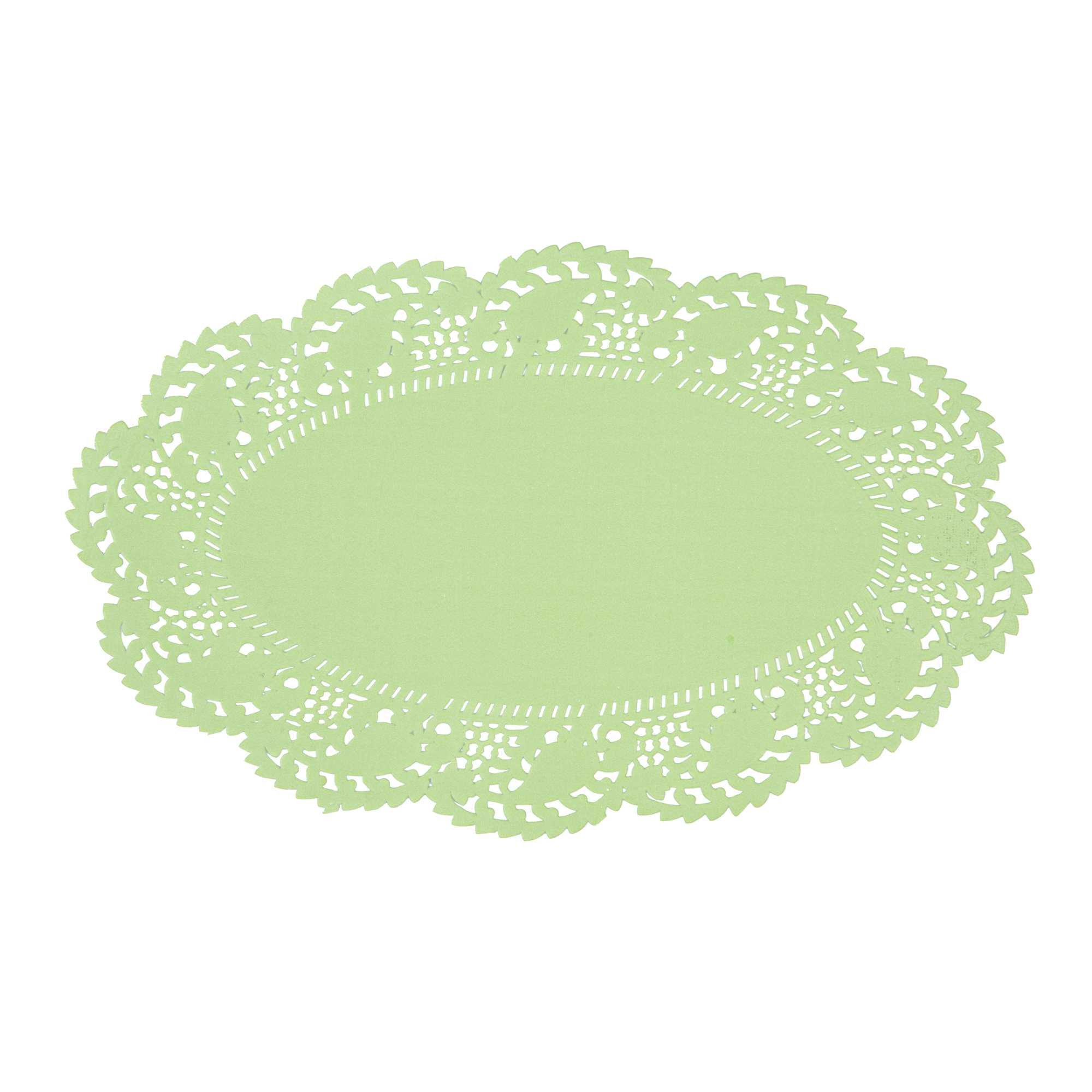 Pastry Tek Oval Green Paper Doilies - Lace - 10 1/2" x 6 1/2" - 4000 count box