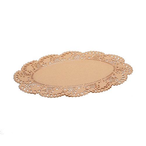 Pastry Tek Oval Kraft Paper Doilies - Lace - 10 1/2" x 6 1/2" - 100 count box