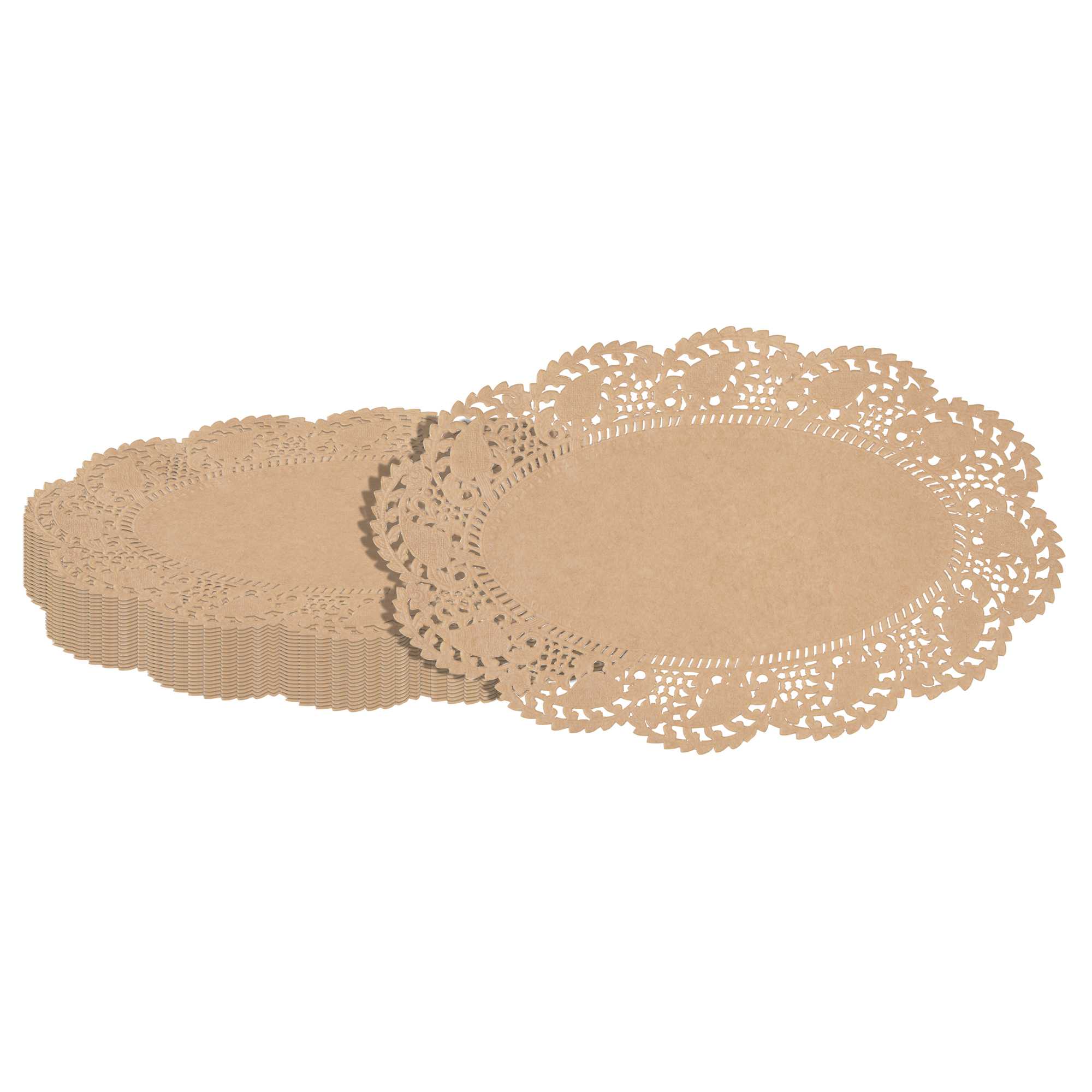 Pastry Tek Oval Kraft Paper Doilies - Lace - 10 1/2" x 6 1/2" - 4000 count box