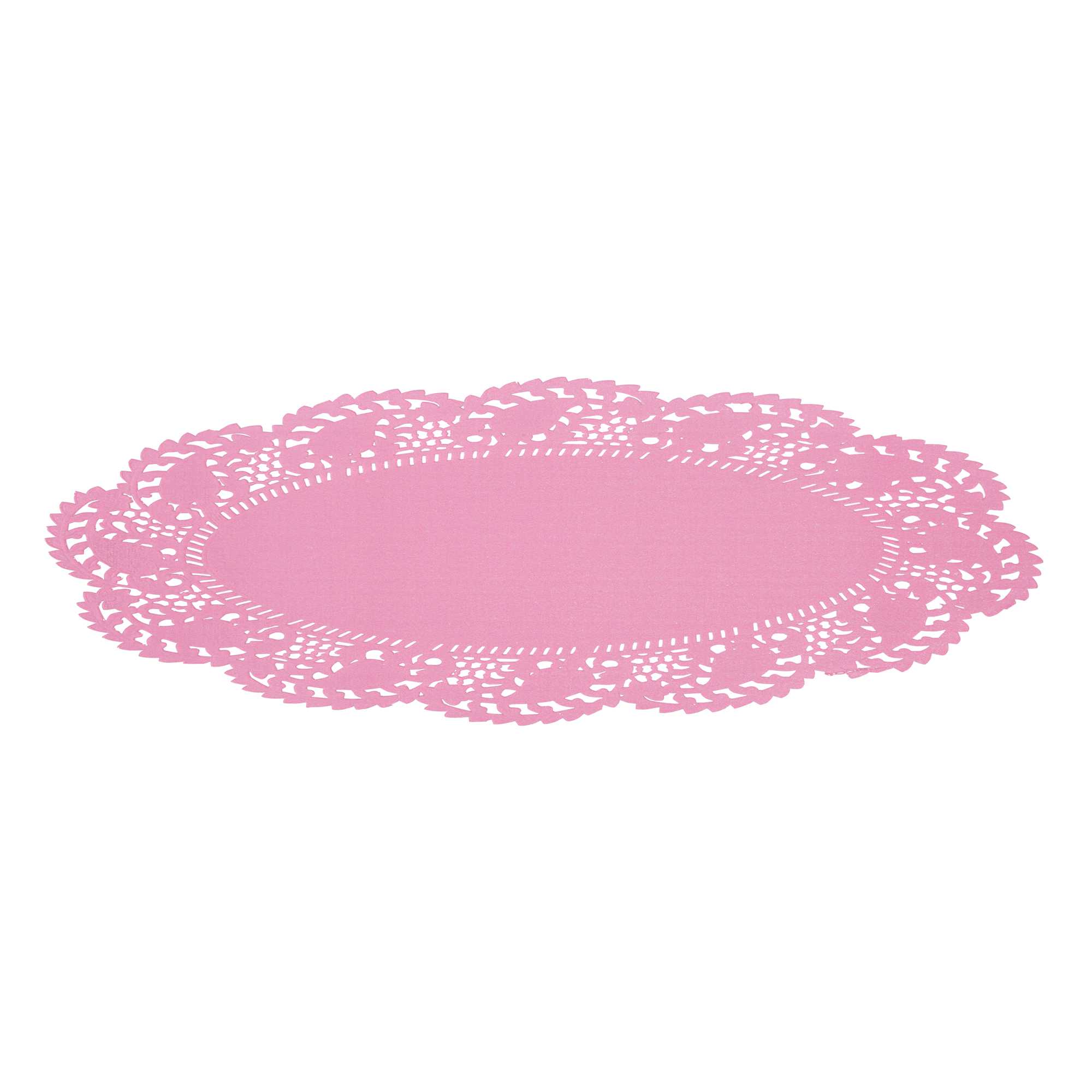 Pastry Tek Oval Pink Paper Doilies - Lace - 10 1/2" x 6 1/2" - 4000 count box