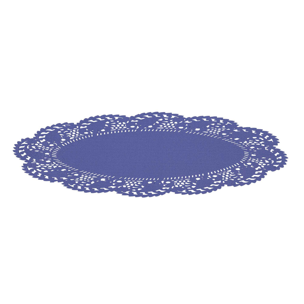 Pastry Tek Oval Purple Paper Doilies - Lace - 10 1/2" x 6 1/2" - 4000 count box