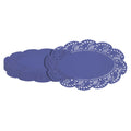 Pastry Tek Oval Purple Paper Doilies - Lace - 10 1/2" x 6 1/2" - 100 count box
