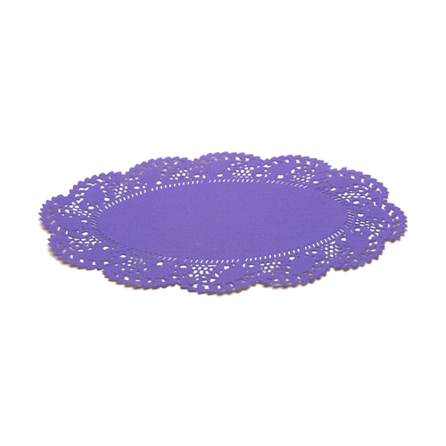 Pastry Tek Oval Purple Paper Doilies - Lace - 10 1/2" x 6 1/2" - 100 count box