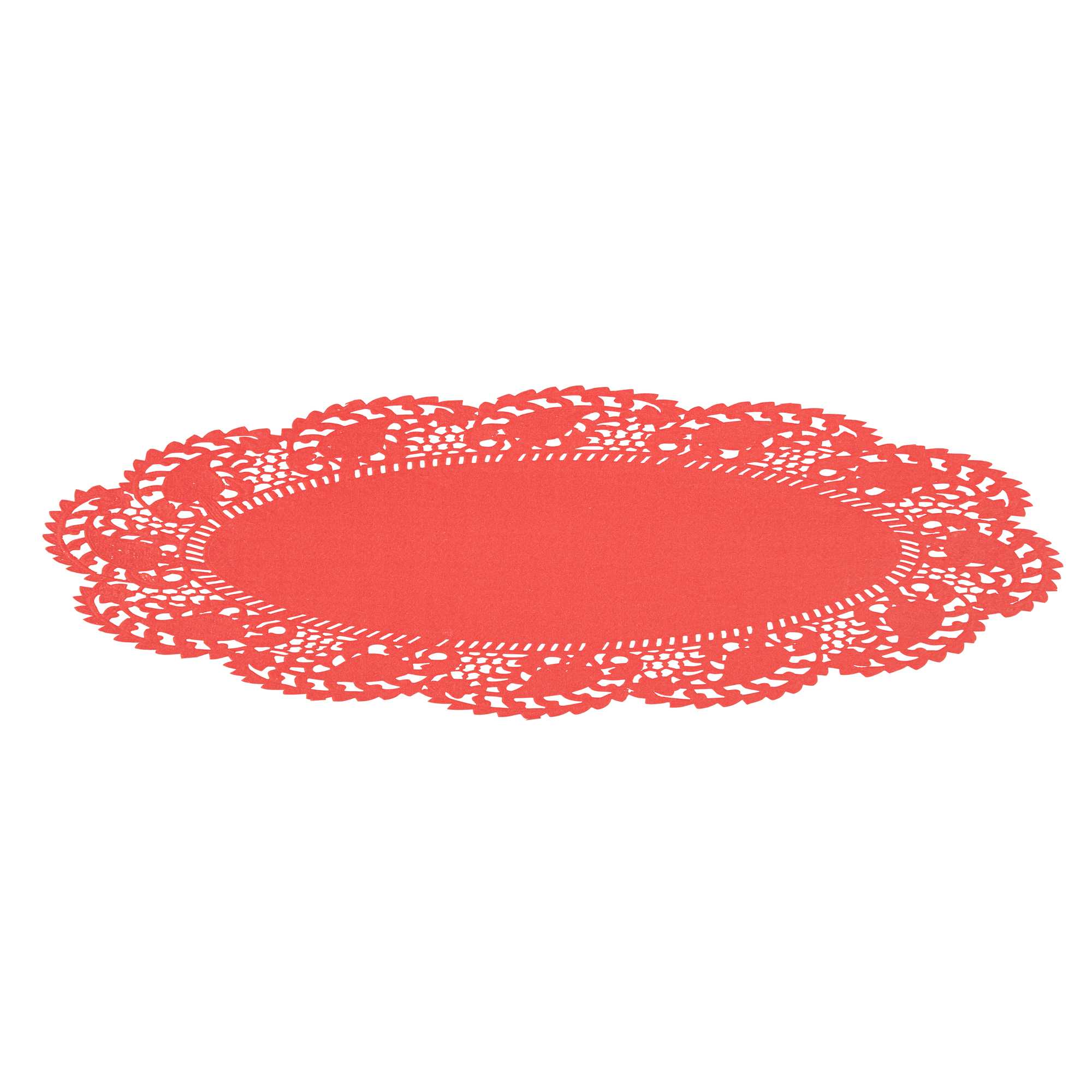 Pastry Tek Oval Red Paper Doilies - Lace - 10 1/2" x 6 1/2" - 4000 count box