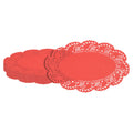 Pastry Tek Oval Red Paper Doilies - Lace - 10 1/2" x 6 1/2" - 100 count box