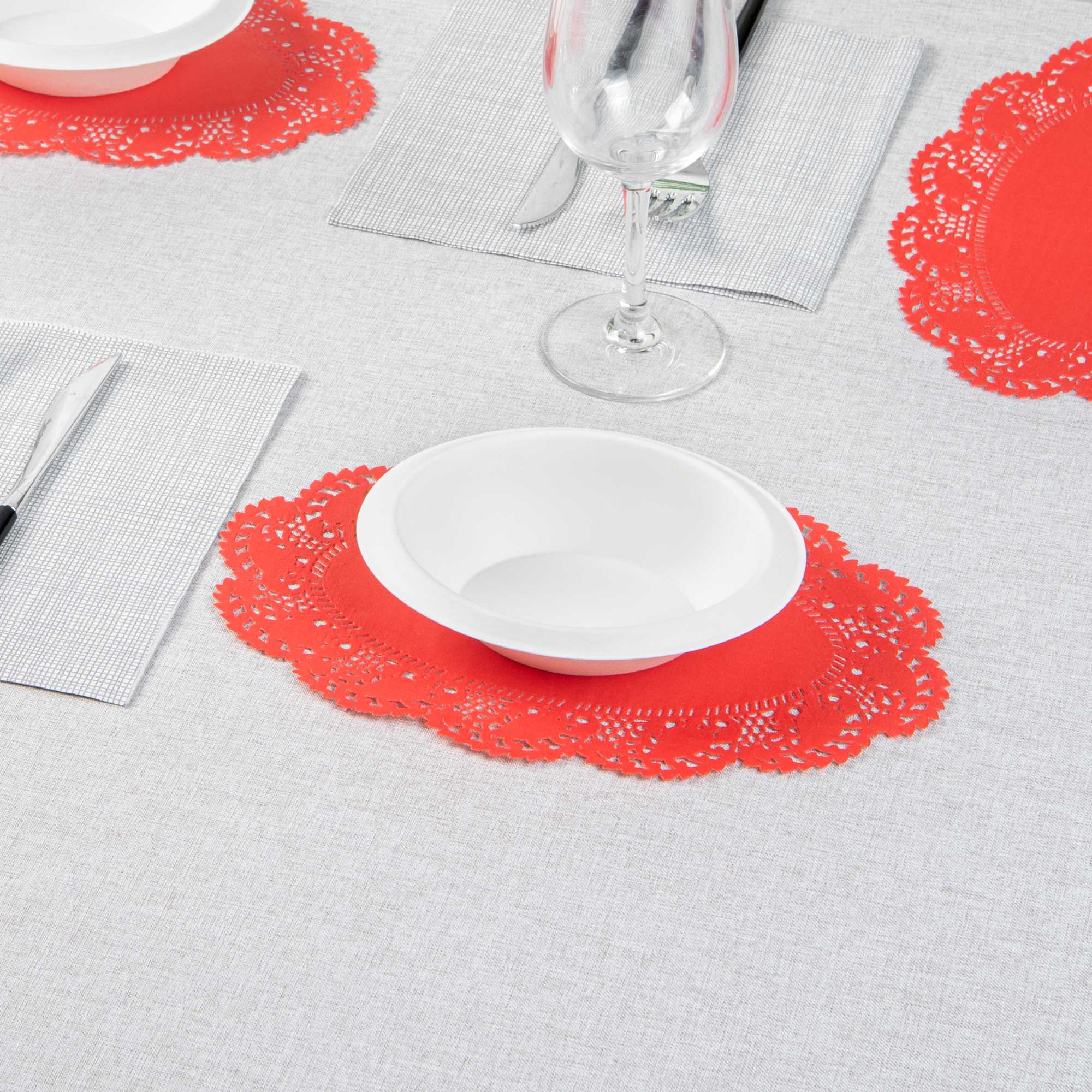 Pastry Tek Oval Red Paper Doilies - Lace - 10 1/2" x 6 1/2" - 100 count box