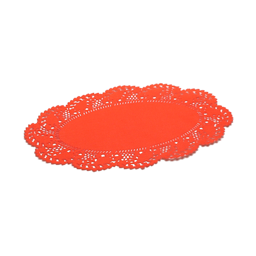 Pastry Tek Oval Red Paper Doilies - Lace - 10 1/2" x 6 1/2" - 4000 count box