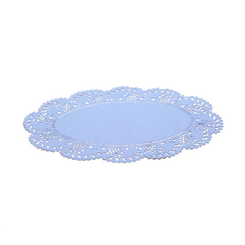 Pastry Tek Oval Sky Blue Paper Doilies - Lace - 10 1/2" x 6 1/2" - 100 count box