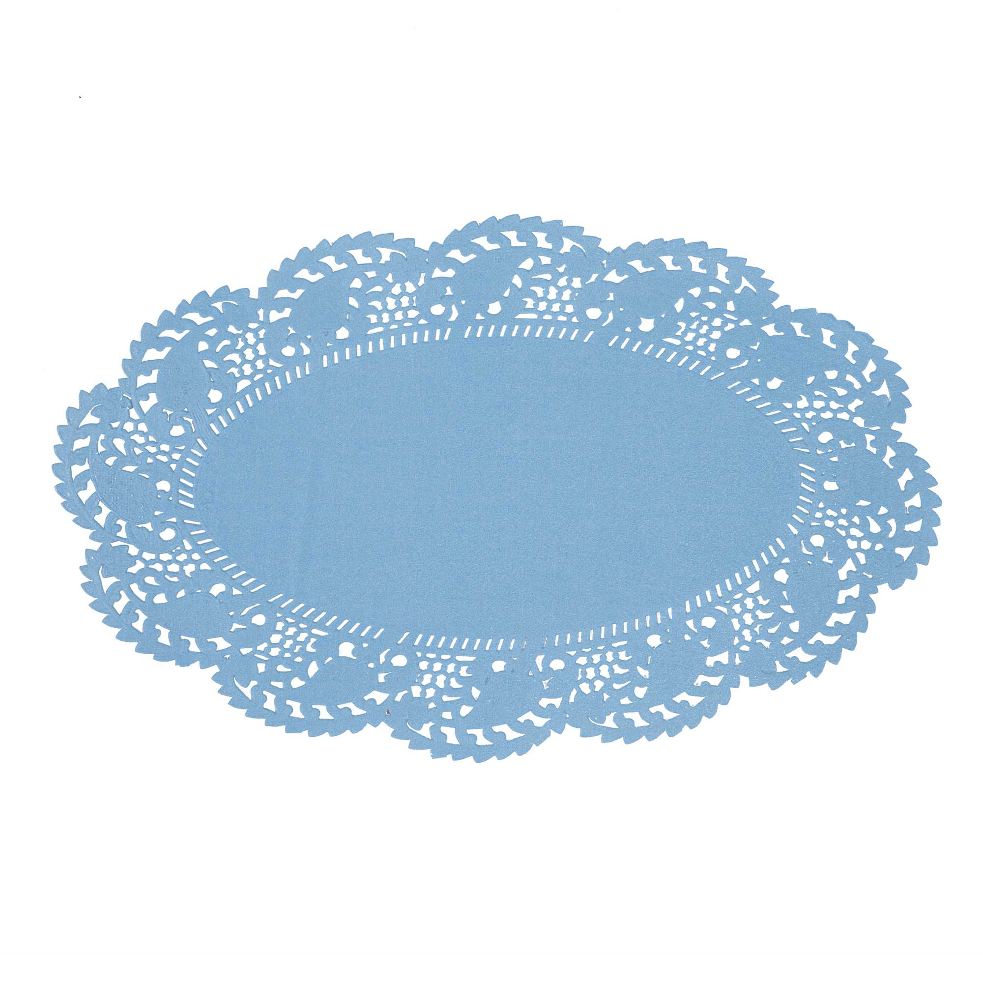 Pastry Tek Oval Sky Blue Paper Doilies - Lace - 10 1/2" x 6 1/2" - 100 count box