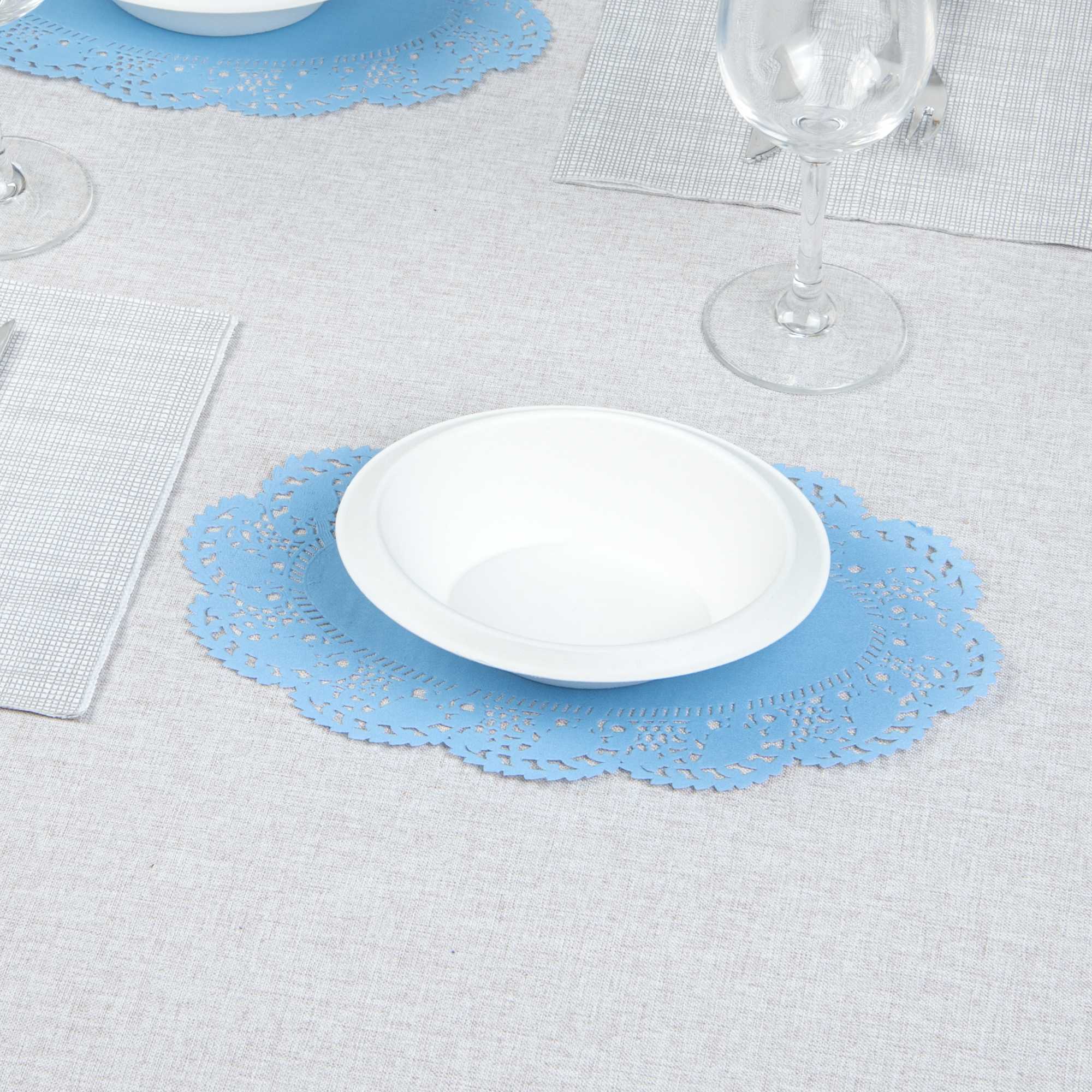 Pastry Tek Oval Sky Blue Paper Doilies - Lace - 10 1/2" x 6 1/2" - 100 count box