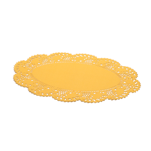 Pastry Tek Oval Orange Paper Doilies - Lace - 10 1/2" x 6 1/2" - 100 count box