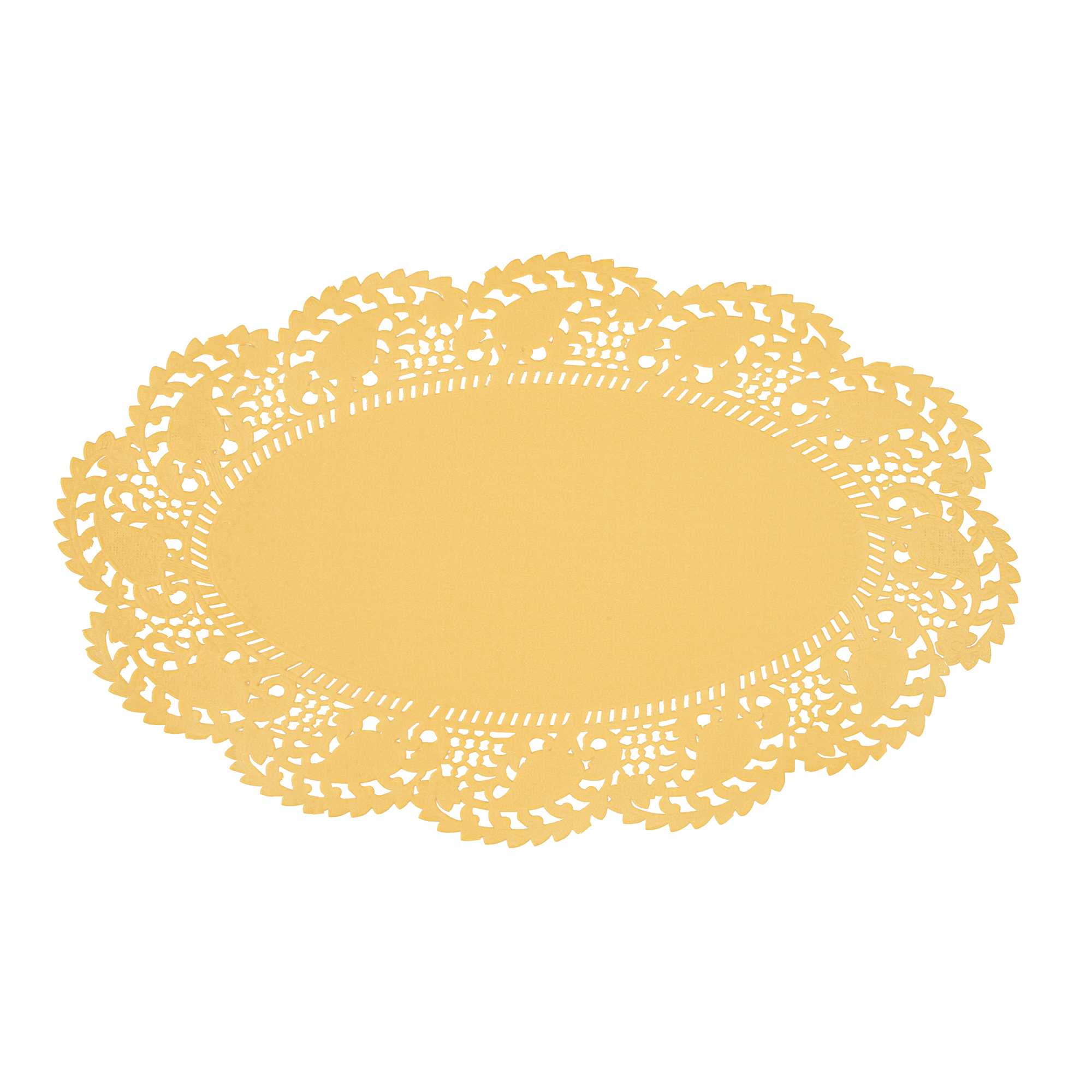 Pastry Tek Oval Orange Paper Doilies - Lace - 10 1/2" x 6 1/2" - 100 count box