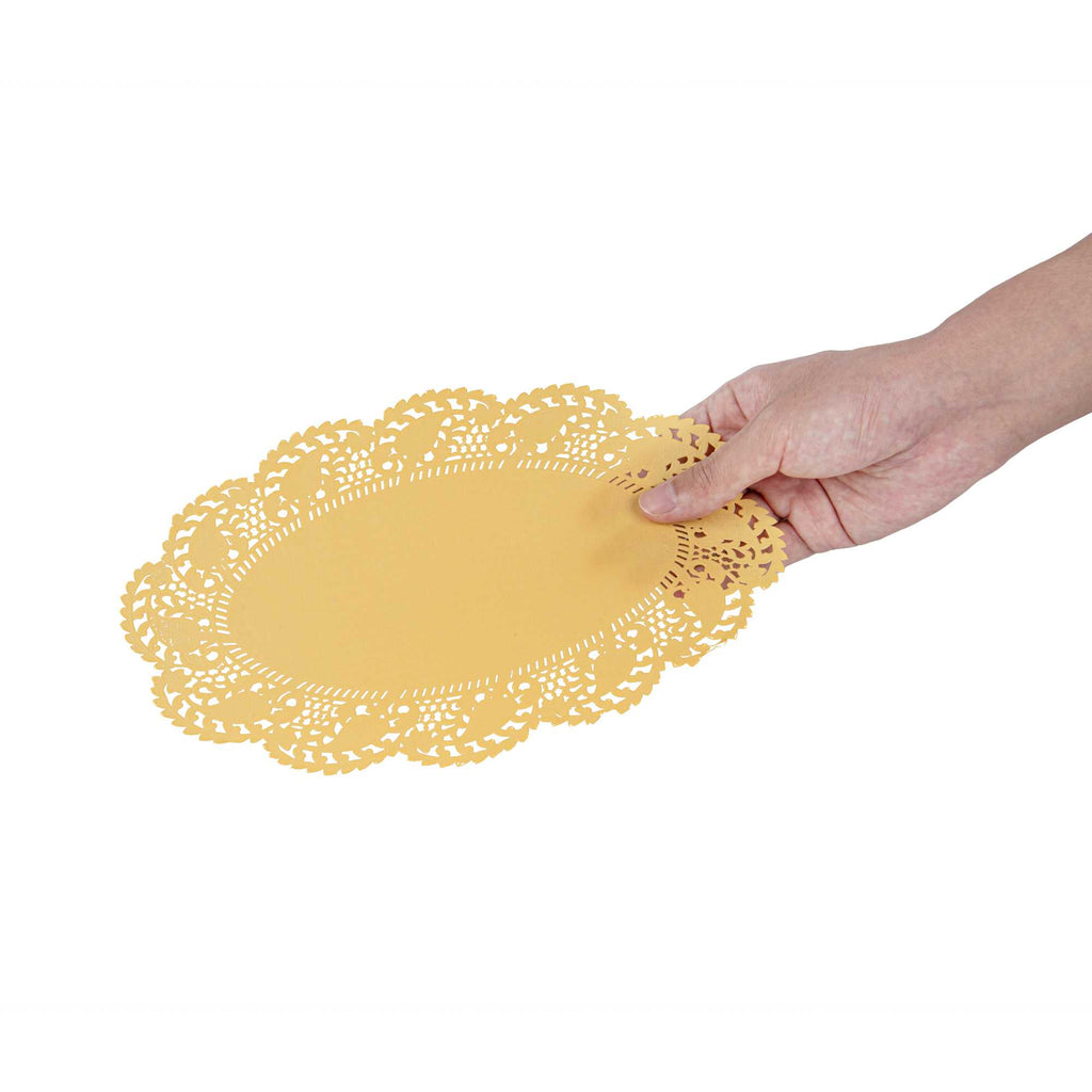 Pastry Tek Oval Orange Paper Doilies - Lace - 10 1/2" x 6 1/2" - 4000 count box