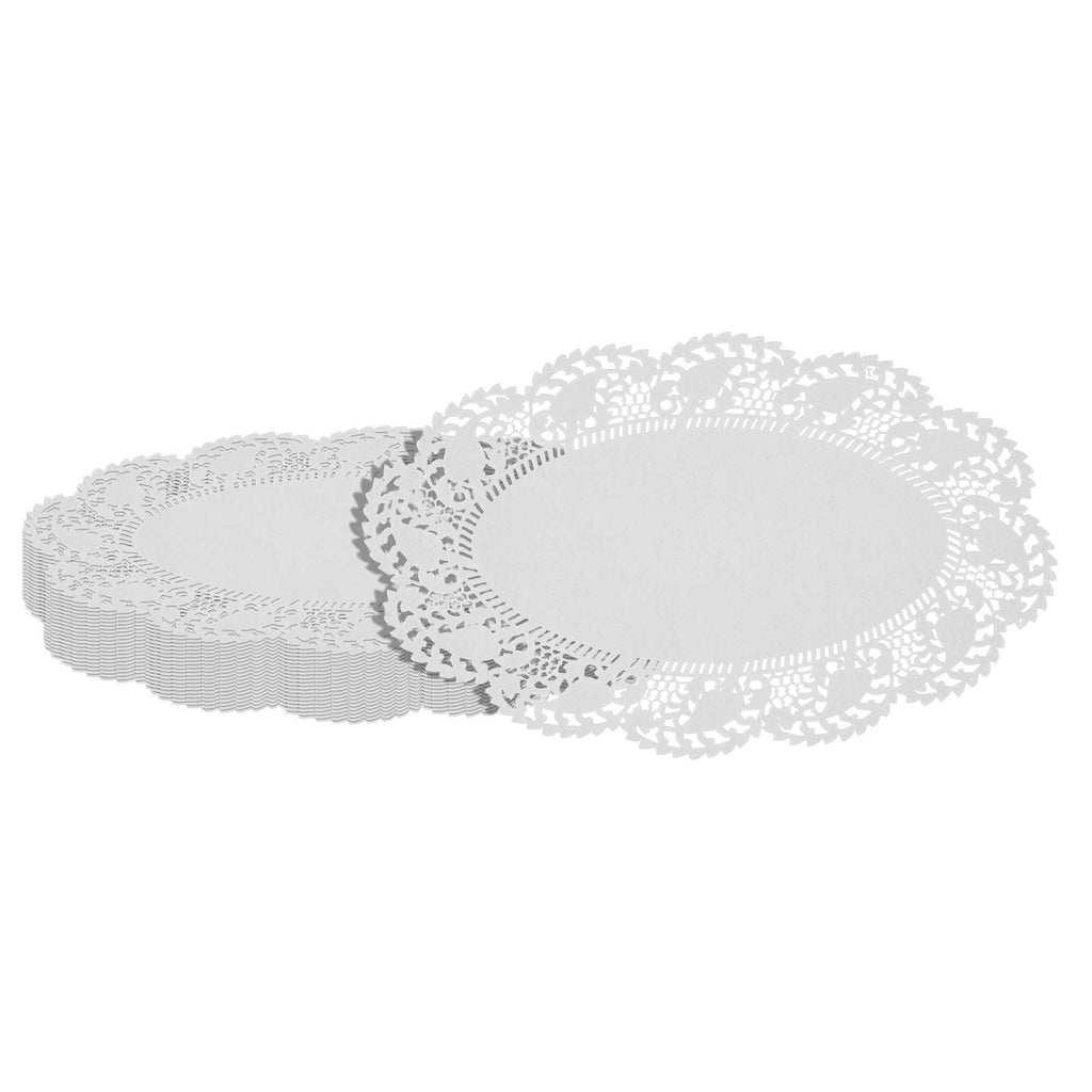 Pastry Tek Oval White Paper Doilies - Lace - 10 1/2" x 6 1/2" - 4000 count box