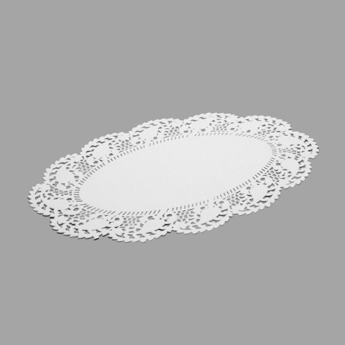 Pastry Tek Oval White Paper Doilies - Lace - 10 1/2" x 6 1/2" - 4000 count box