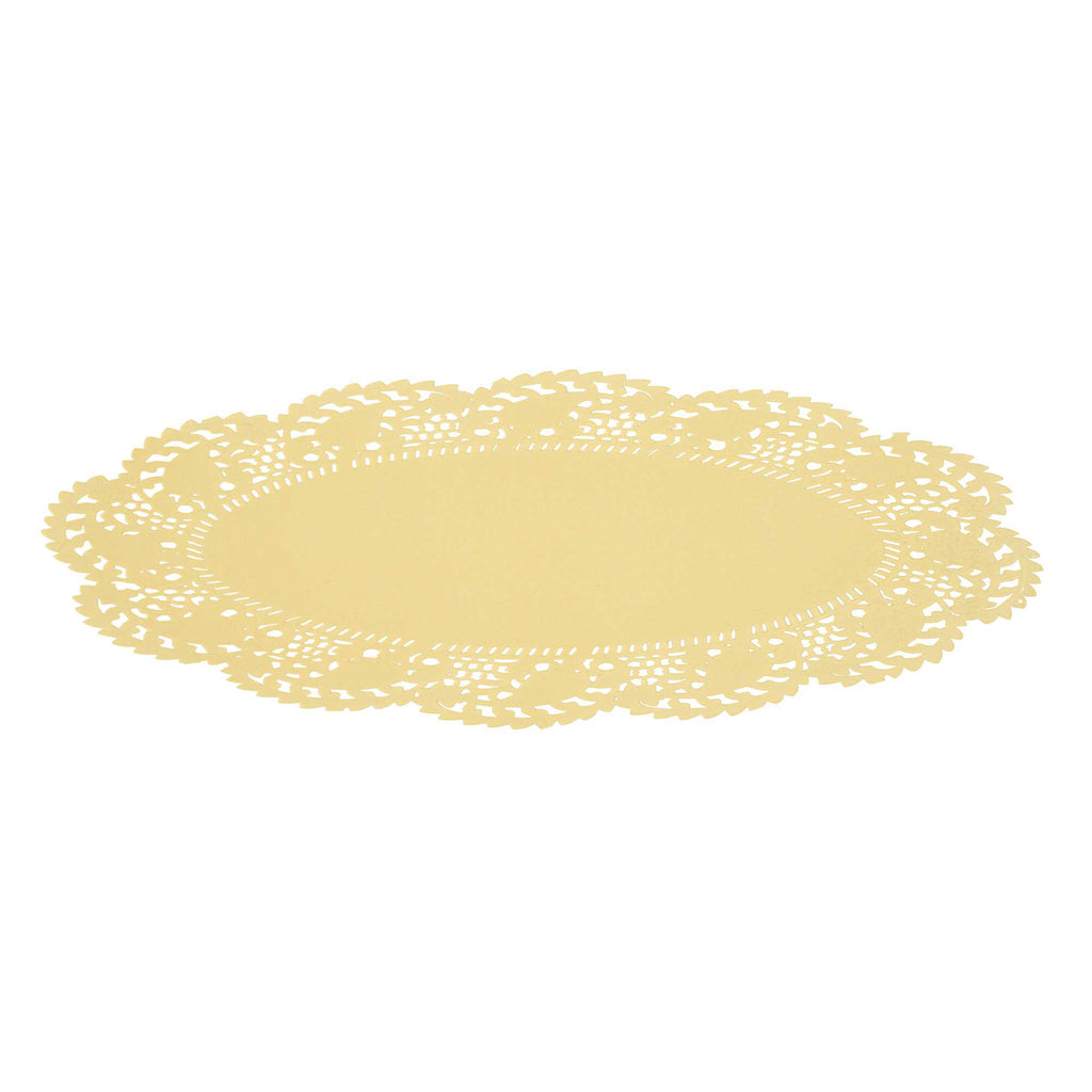 Pastry Tek Oval Yellow Paper Doilies - Lace - 10 1/2" x 6 1/2" - 4000 count box