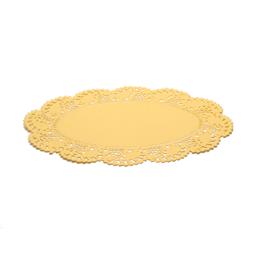 Pastry Tek Oval Yellow Paper Doilies - Lace - 10 1/2" x 6 1/2" - 4000 count box