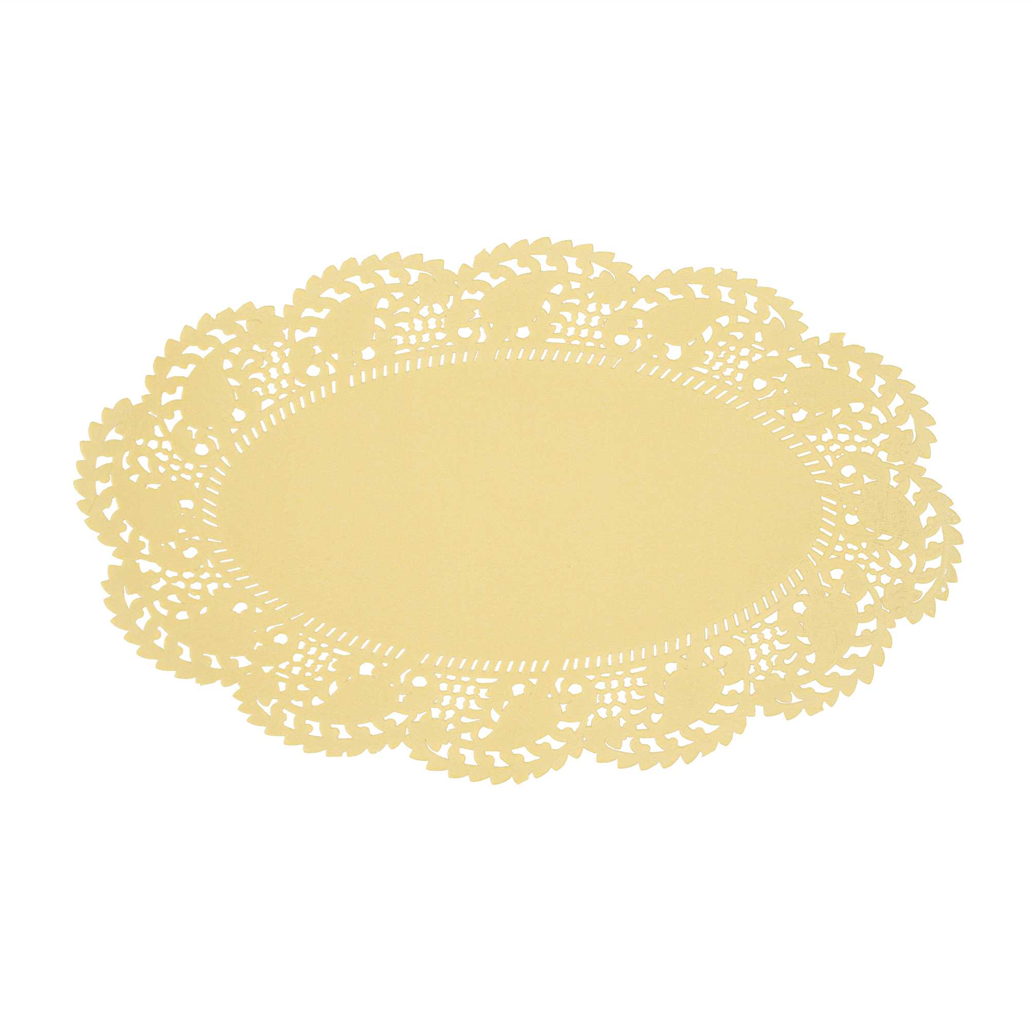 Pastry Tek Oval Yellow Paper Doilies - Lace - 10 1/2" x 6 1/2" - 4000 count box
